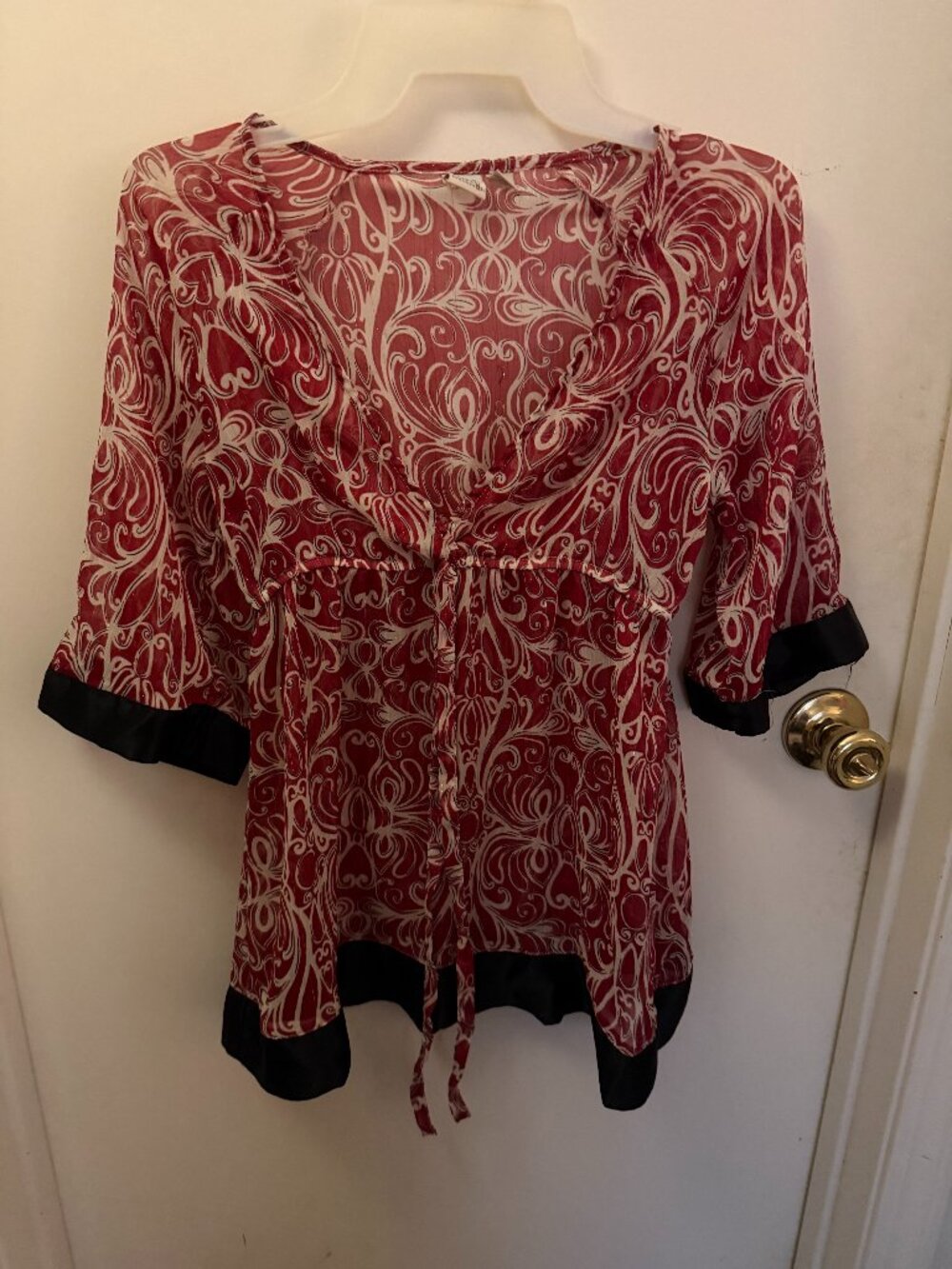 Y2K So Wear it, Declare it Black and Red Babydoll Blouse W S